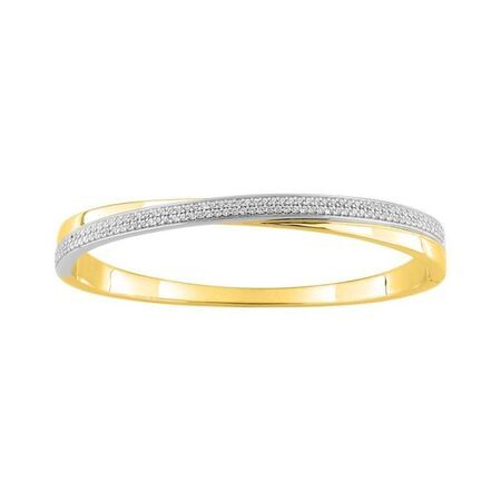 Pulsera Metal Chapado Oro Bicolor Blanco Argyor MRM Mujer (CH)133520.1 Aro Rígido C. Circonitas