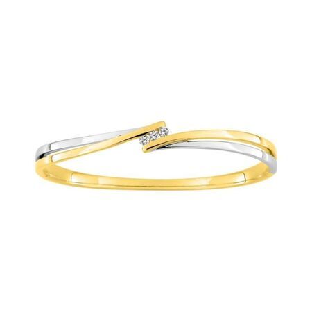 Pulsera Metal Chapado Oro Bicolor Blanco Argyor MRM Mujer (CH)133522.1 Aro Rígido C. Circonitas