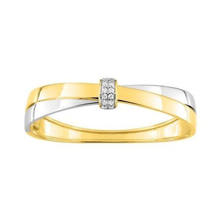 Pulsera Metal Chapado Oro Bicolor Blanco Argyor MRM Mujer (CH)133523.1 Aro Rígido C. Circonitas