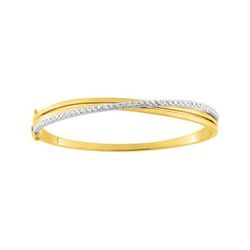 Pulsera Metal Chapado Oro Bicolor Blanco Argyor MRM Mujer (CH)BSBC40Z Aro Rígido C. Circonitas