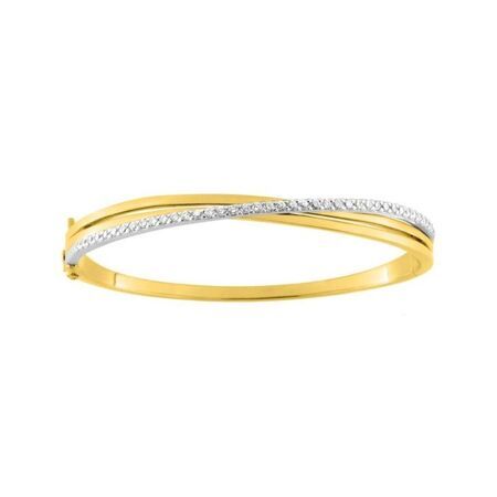 Pulsera Metal Chapado Oro Bicolor Blanco Argyor MRM Mujer (CH)BSBC40Z Aro Rígido C. Circonitas