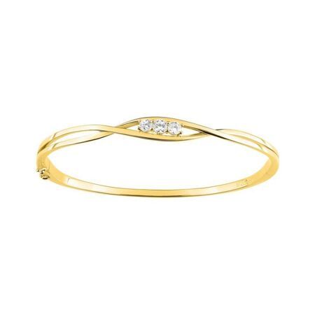 Pulsera Metal Chapado Oro Bicolor Blanco Argyor MRM Mujer (CH)BSBJ42Z Aro Rígido C. Circonitas