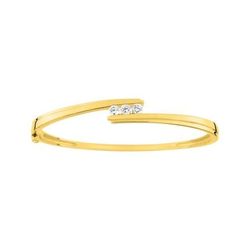 Pulsera Metal Chapado Oro Bicolor Blanco Argyor MRM Mujer (CH)PSBC74Z Aro Rígido C. Circonitas
