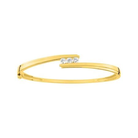 Pulsera Metal Chapado Oro Bicolor Blanco Argyor MRM Mujer (CH)PSBC74Z Aro Rígido C. Circonitas