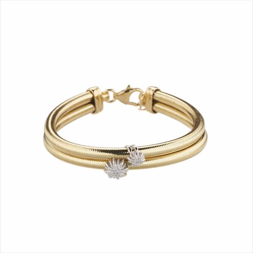 Pulsera Metal Dorado Sovrani Mujer J9741 Malla Lurex & Circonitas 18+5cm