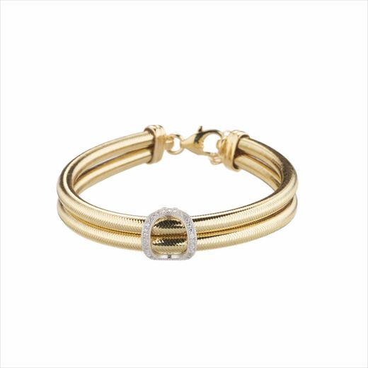 Pulsera Metal Dorado Sovrani Mujer J9743 Malla Lurex & Circonitas 18+5cm