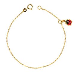 Pulsera Niña Oro 18kts Mariquita Esmalte 14cm 25000121