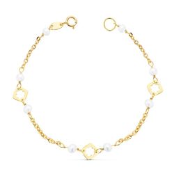 Pulsera Niña Oro 18kts Perla 15,5cm 16340