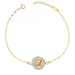 Pulsera Oro 18Kts 22462 Bicolor Medusa en Brillo Cadena Tallada