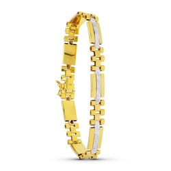 Pulsera Oro 18kts Bicolor Plata 19 cm 07000561