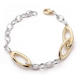 Pulsera Oro 9kts 20cm Bicolor Plata 9K190236 Hueca