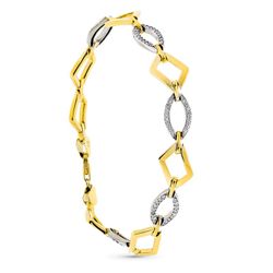 Pulsera Oro 9kts Bicolor Plata 19cm 9K120593 Circonitas