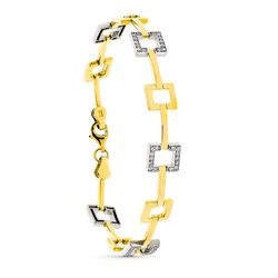 Pulsera Oro 9kts Bicolor Plata 19cm 9K120594 Circonitas