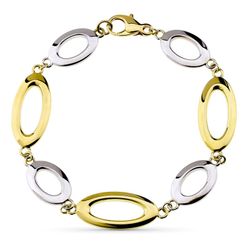 Pulsera Oro 9kts Bicolor Plata 19cm 9K190232 Hueca