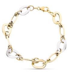 Pulsera Oro 9kts Bicolor Plata 20,50cm 9K210140 Hueca
