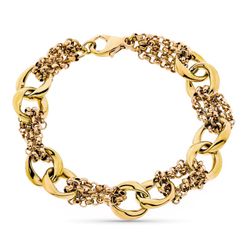 Pulsera Oro 9kts Tricolor 18cm 9K190235 Hueca
