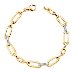 Pulsera Oro Bicolor 18Kts 6,5x19,5mm 30000066 Eslabones Circonitas