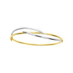 Pulsera Oro Bicolor Blanco 9Kts Argyor MRM Mujer (9)642014 Rígida Lisa En Brillo
