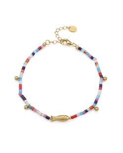 Pulsera Piedras Naturales - Plata Dorada Viceroy Mujer 13266P100-59 Pez En Brillo