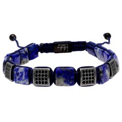 Pulsera Piel - Acero Liska Hombre MS023 Piedras Naturales Azules
