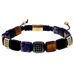 Pulsera Piel - Acero Liska Hombre MS024 Piedras Naturales Multicolor