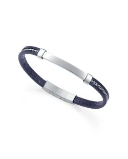 Pulsera Piel Azul - Acero Viceroy Hombre 14375P01013 Placa En Brillo