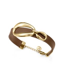 Pulsera Piel Marrón - Acero Dorado Viceroy Mujer 15205P01011 Eslabones En Brillo Montados En Brillo