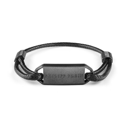 Pulsera Piel Negra-Acero Negro Hombre Philipp Plein PJ0AA05BU Placa Philipp Plein Grabada