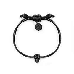 Pulsera Piel Negra-Acero Negro Hombre Philipp Plein PJYEA11BU Calavera Negra