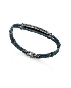 Pulsera Piel Verde - Acero Negro Viceroy Hombre 15210P01016 Placa Circonitas Negras