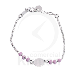 Pulsera Plata 072309 Ángel Esmalte Rosa 14+2cm