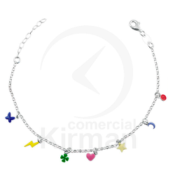 Pulsera Plata 072311 Abalorios Esmalte 17+4cm
