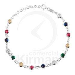 Pulsera Plata 072315 Circonitas Multicolor 17+3,5cm