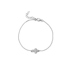 Pulsera Plata 9,5x7,5mm PUZ0142RH Cruz Circonita Blanca