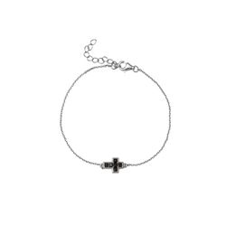 Pulsera Plata 9,5x7,5mm PUZ0142RHBK Cruz Circonita Negra