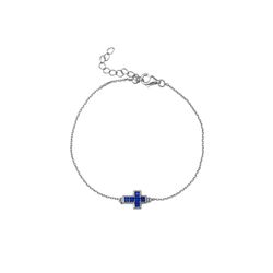 Pulsera Plata 9,5x7,5mm PUZ0142RHZA Cruz Circonita Azul