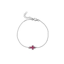 Pulsera Plata 9,5x7,5mm PUZ0142RHZR Cruz Circonita Roja