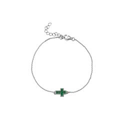 Pulsera Plata 9,5x7,5mm PUZ0142RHZV Cruz Circonita Verde