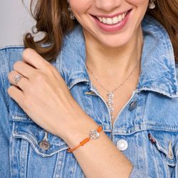 Pulsera Plata Argent Basic 14-22cm PURM027M6 Rosa Macramé Naranja