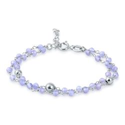 Pulsera Plata Argent Basic 15,5+2,5cm PURT038L Bolitas Lila