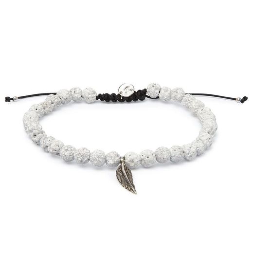 Argent Basic Silver Bracelet 16-26cm PUCD654 White Lava Stone