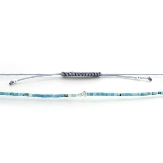 Pulseira Argent Basic Prata 16cm PUCD258 Macramé Turquesa