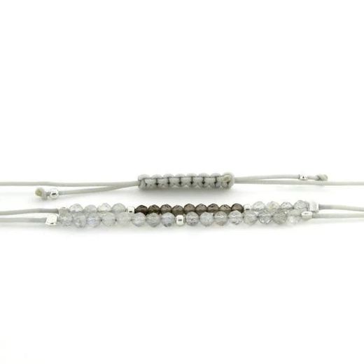 Pulseira Básica Prata Argent 16cm PUCD429 Lua Quartzo Macramê