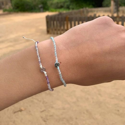 Pulseira de Prata Argent Basic 17-23cm PUCD058 Fluorita Macramê