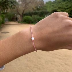 Bracelet Argent Basic 17-23 cm PUCD060 Quartz Cœur Macramé