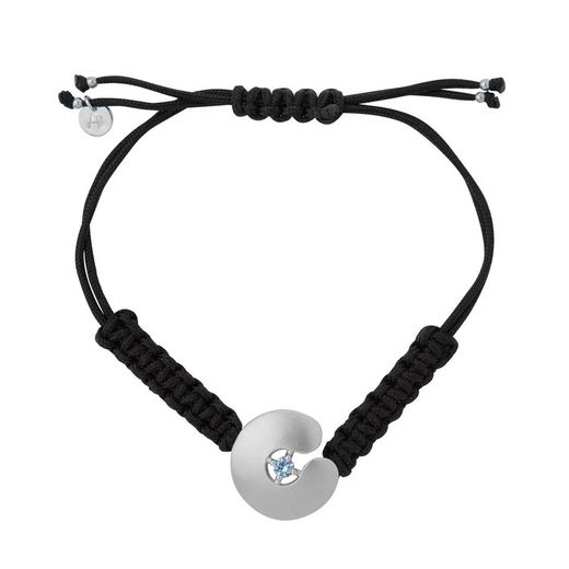 Bracelet Argent Basic 1,7 cm PURJ003CA Labyrinthe Bleu Macramé Noir