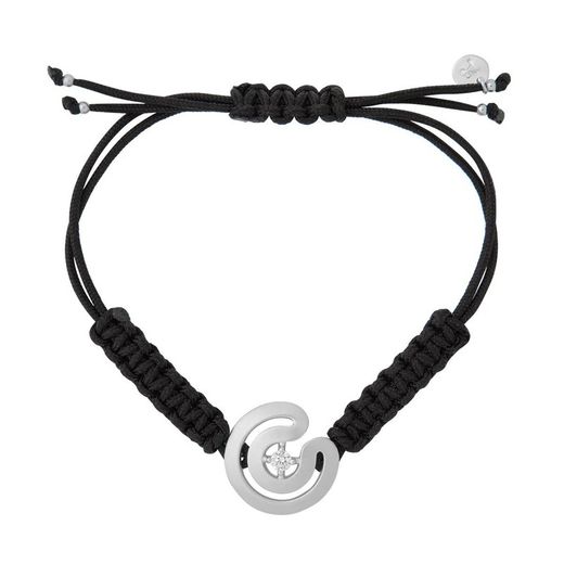 Pulseira Prata Argent Basic 1,7cm PURJ003CCB Labirinto Macramê Preto