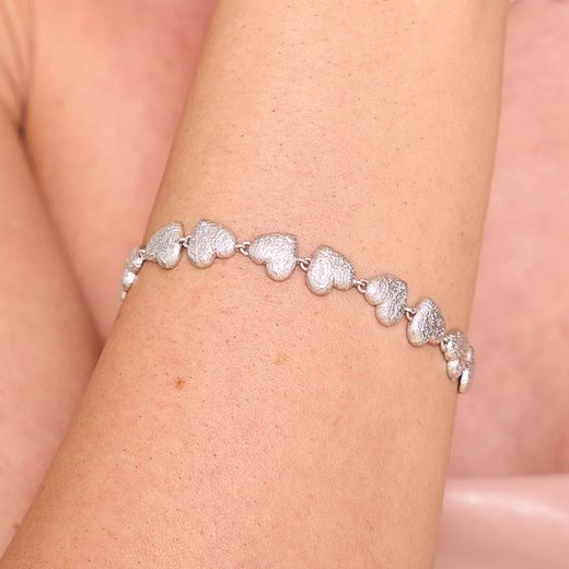 Argent Basic Silver Bracelet 18.5+3cm PURM077 Linked Hearts