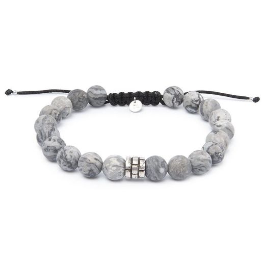 Bracelet Argent Basic en jaspe gris 19-29 cm PUCD422J