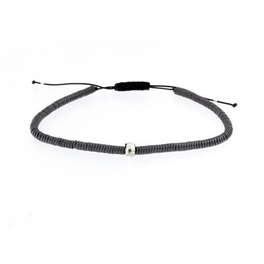 Pulseira de Prata Básica Argent 19cm PUCD367H Caveira de Hematita